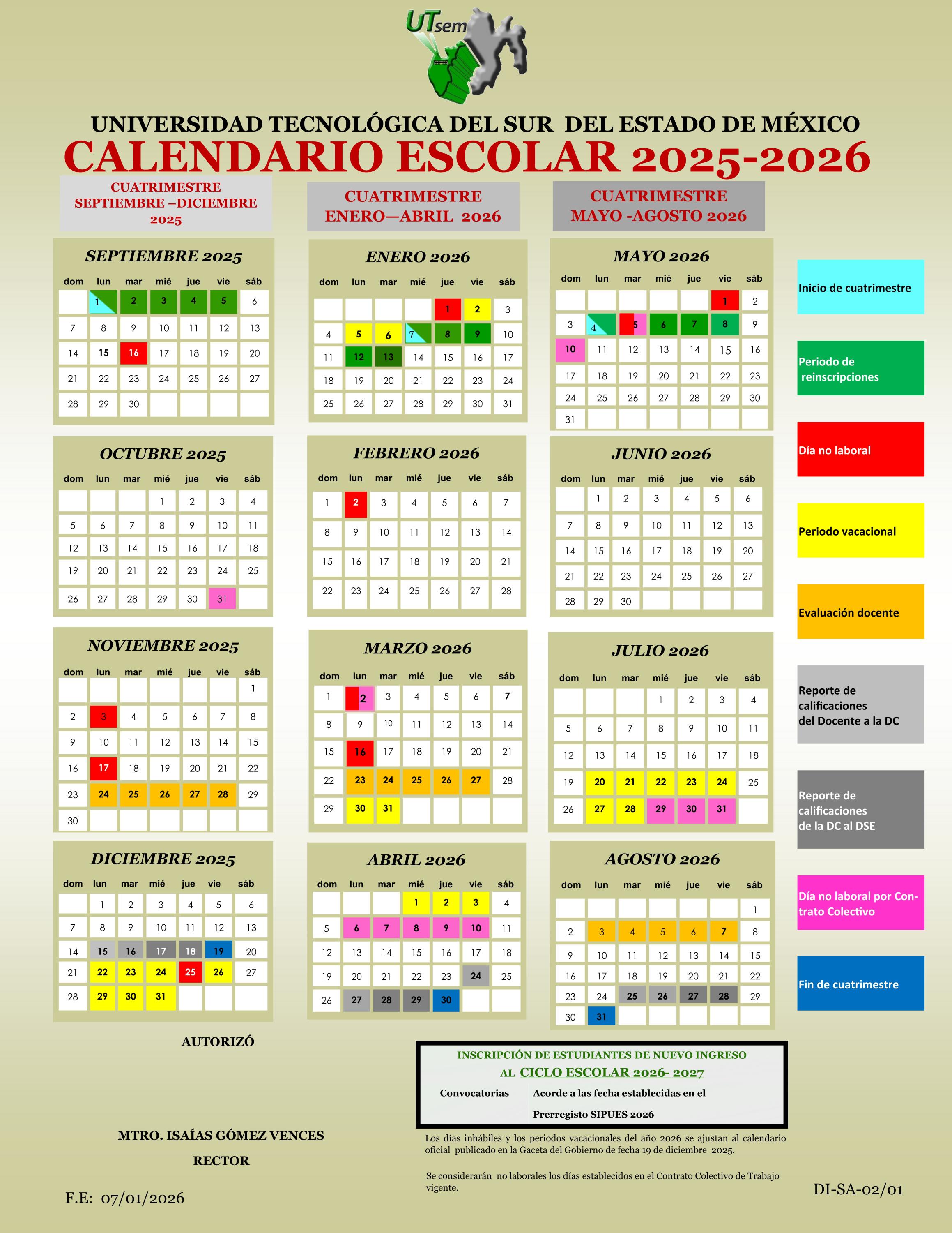 Calendario Escolar Extendido